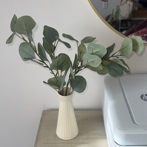 Elegant Cream Vase with Greenery